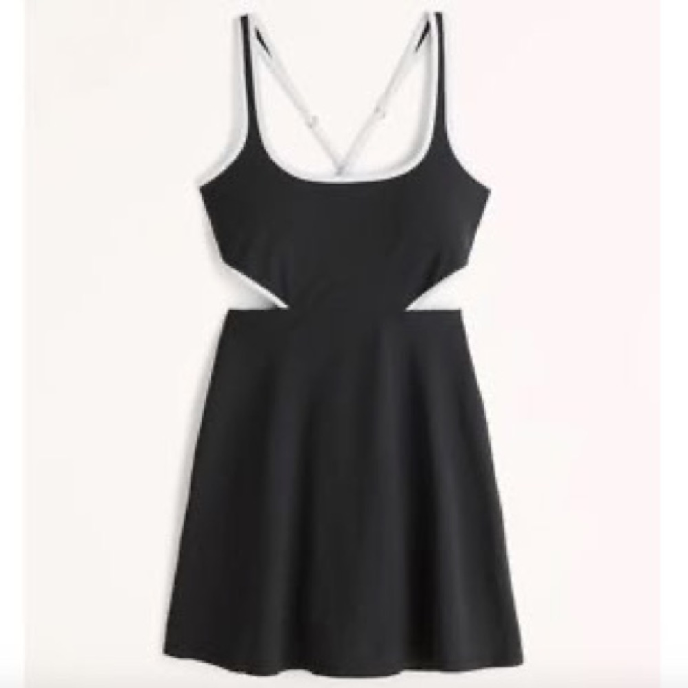 NWT Abercrombie black with white trim traveler mini dress with cutouts Size XS